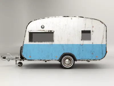 Aged Classic Vintage Camping Caravan Low-poly 3D model