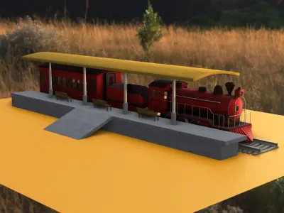 Locomotive on station  3D model
