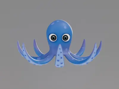 Rigged Cartoon Octopus 3D model purchase