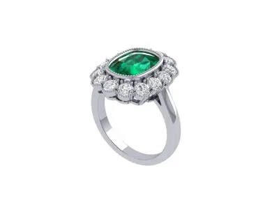 Cushion Solitaire Art deco Ring 3D print model 4