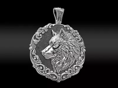 Wolf Pendant 3D print model