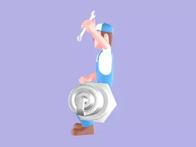Stylized 3D Mechanic Character - Cartoon Spark Plug Rider 3D model