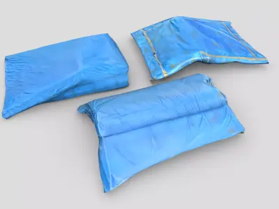 Folded Blue Tarp Pack Low-poly 3D model