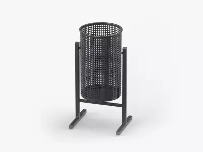 Perforated Street Waste Receptacle 04 Low-poly 3D model