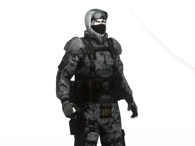 Modern Military Soldier 3D Model GameReady Rigged Low-poly 3D model