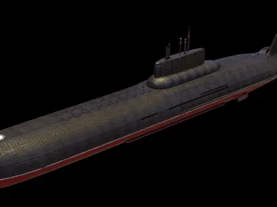 Typhoon Class Submarine Project 941 or Akula model Low-poly 3D model