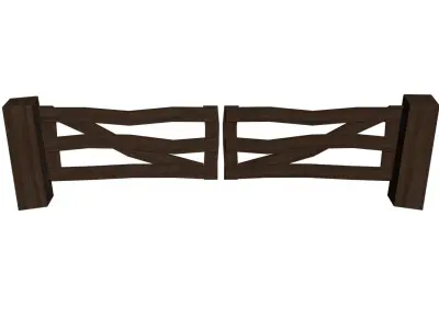 Wooden Oak Gate Free low-poly 3D model
