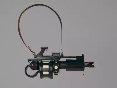 Machinegun Mr Pew Pew Low-poly 3D model