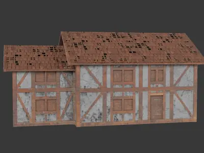 Low Poly Medieval House Low-poly 3D model