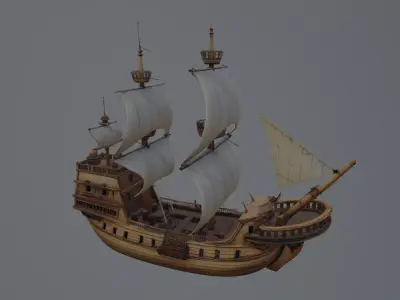 wood ship 3D model