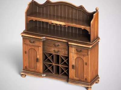 Antique Bureau Low-poly 3D model