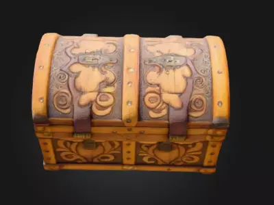Antique Treasure Chest Low-poly 3D model