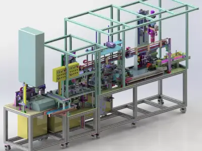 Ultrasonic Welding Leak Testing Production Line for Thermos 3D model