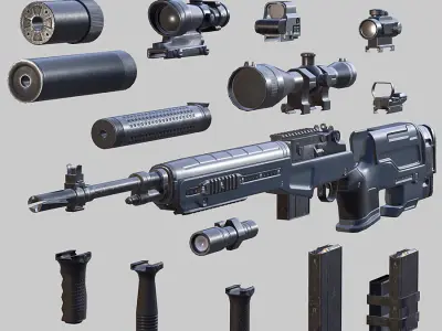 3DRT - M14 rifle Low-poly 3D model