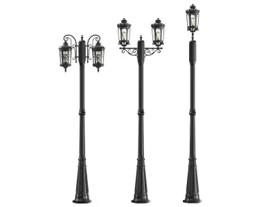 Detailed Classic Street Lights 3D model