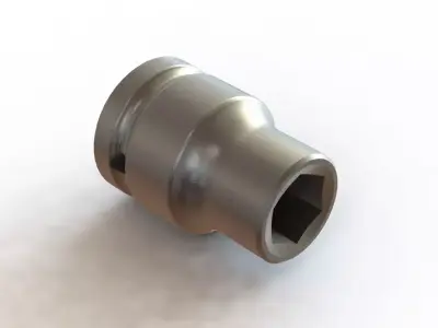 Soquete Curto 10 mm x 3-8 pol Short Socket 3D model
