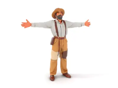 Rustic Farmer Character Model Pack for Versatile Applications Low-poly 3D model
