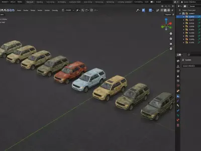 SUV Pack  Low Poly Game Ready Low-poly 3D model