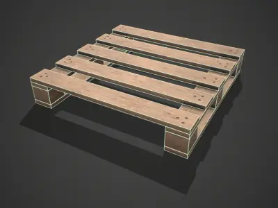 Low poly European Wood pallet 07 PBR Game Free low-poly 3D model