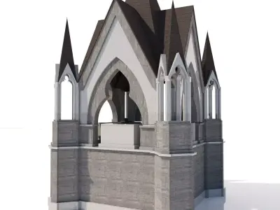 Medieval architecture - City house building  Low-poly 3D model