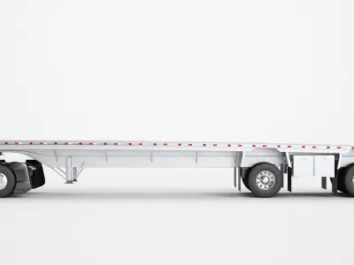 Semi Truck Generic Flat Trailer 02 3D model