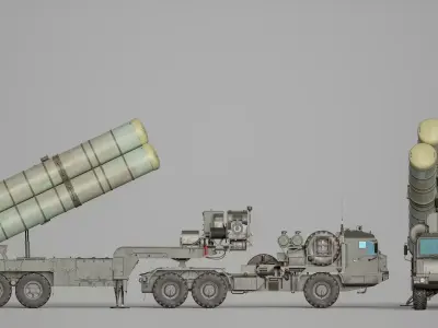 Russian S-400 Triumf Air Defense System Vehicle Low-poly 3D model