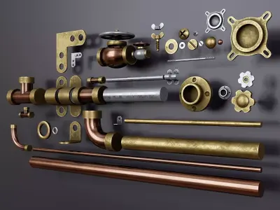 Steampunk details Set 2 Low-poly 3D model