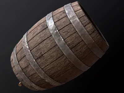 Wine Barrel Cask - PBR Game Ready Low-poly 3D model