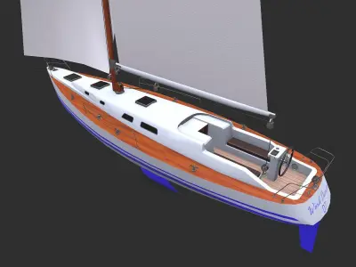 Sailing Yacht Low-poly PBR Low-poly 3D model
