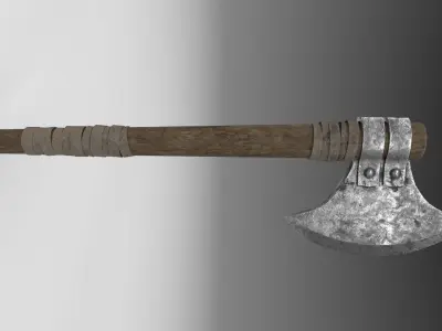 Medieval battle axe 2 Low-poly 3D model