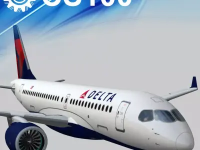 Airbus 220 Bombardier C Series 100  CS100 Delta airlines livery Low-poly 3D model