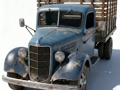 Realistic 1930s Rural Flatbed Truck 3D Model Low-poly 3D model