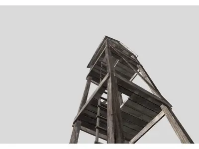low poly watch tower Low-poly 3D model
