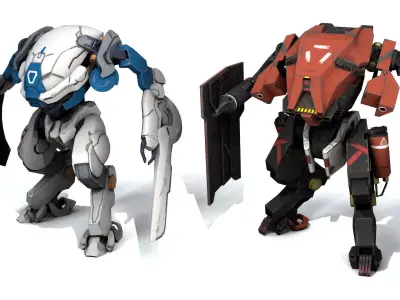 Battle Mech  Low-poly 3D model