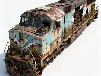 Realistic Abandoned Diesel Locomotive 3D Model Low-poly 3D model purchase
