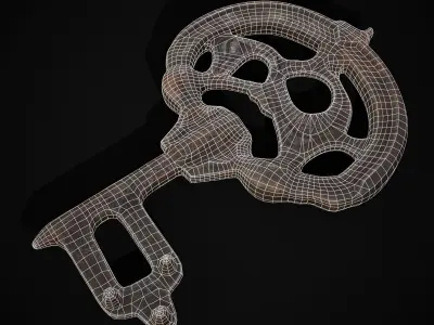 Medieval Rusting Iron Key Low-poly 3D model