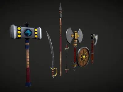 Antique Warrior Weapons Low-poly 3D model