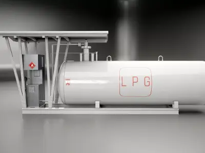 LPG Station and Tank Low-poly 3D model