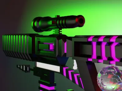 Sci Fi Gun Low-poly 3D model 14
