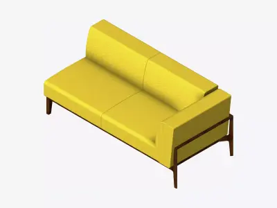 Furniture - Sofa - Contemporary - Oak - - Sofa - Left Low-poly 3D model