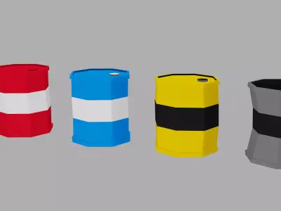 Red Blue Yellow and Grey LowPoly Tanks Low-poly 3D model