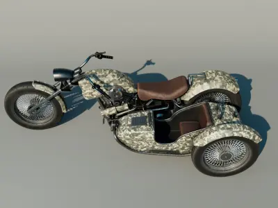 Motorcycle with sidecar 3D model