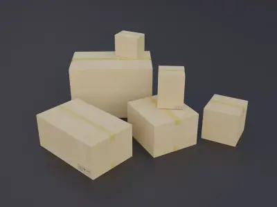 Packaging Boxes Carton Low-poly 3D model