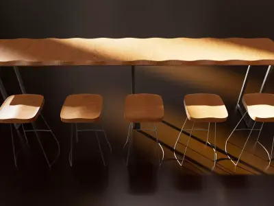 Industrial Wood Bar 3D model
