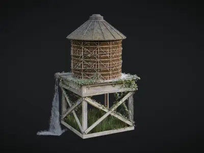 Water Pumping Windmill Low-poly 3D model