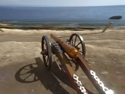 Cannon flying in air Free low-poly 3D model