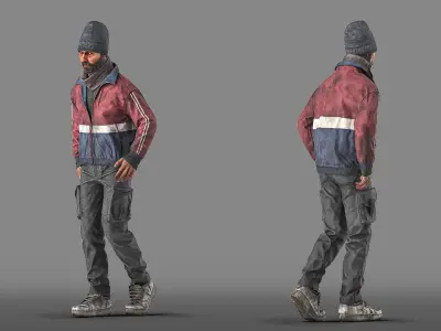 Walking Homeless Man 3D model