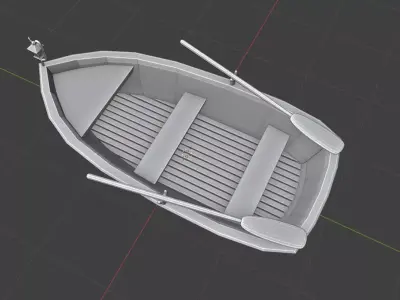 Wooden Boat Low-poly  Low-poly 3D model