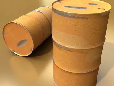 Hand Truck and 55 Gallon Drums High Res 3D model