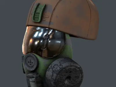 Gas mask helmet 3d model scifi Low-poly  Low-poly 3D model 549